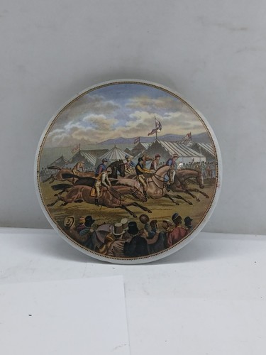 Old prattware pot lid derby - old,