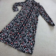 Marks And Spencer MIDI Floral Shirtwaister Dress With Lace Insets Size 14 New