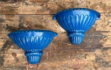 Pair Antique Vintage Garden Wall Planters Pockets 