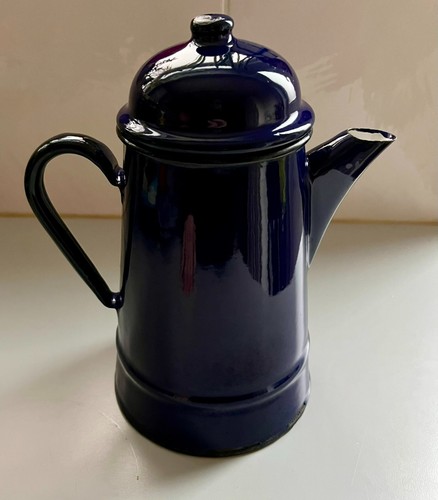 Vintage dark blue enamel metal - vintage,