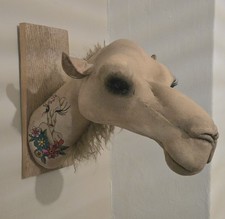 Faux Taxidermy Camel Head with 50s Girl Tattoo Wall Art Home Decor