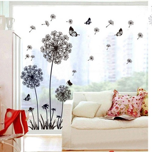 Black dandelion flower wall - black,