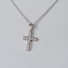 14ct White Gold Diamond Cross