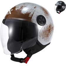 Shox Interceptor Rust Open Face Motorcycle Helmet With Sun Visor ECE R22.06