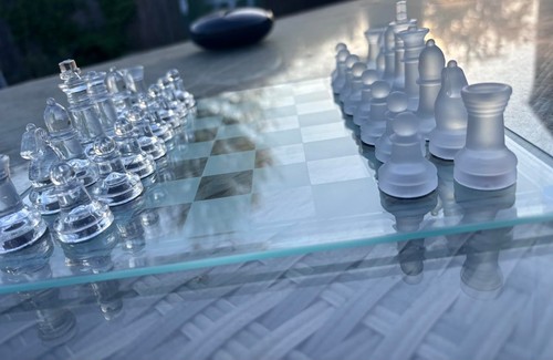 Luxury glass chess set clear - luxury,