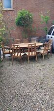 vintage g plan dining table and 8 Chairs Inc 2 Carvers