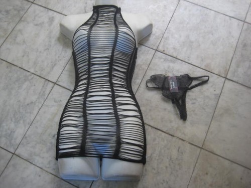 Black stripper dress - , w/strings