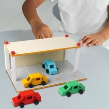 Wooden Parking Lot with Car