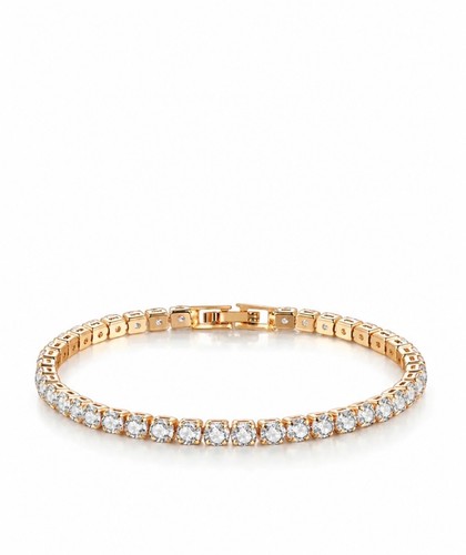 Gold tennis bracelet stainless - gold,