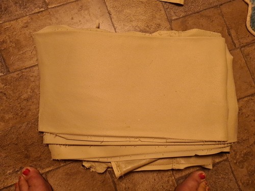 Cream scrap leather pieces