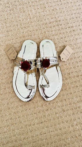 Ethnic gold flat pompom shoes - gold,