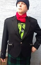 Men's Scottish Highland Black Argyle Kilt Jacket Wool Ch: XX Large 48" Scotland