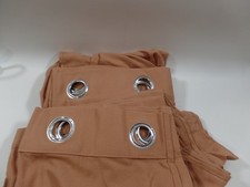 Linen Textured Plain Grommet Window Curtains 2 Panels Terra Cotta Color 95x55