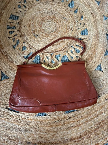 Vintage brown leather gold - brown,