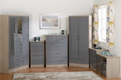 Grey high gloss light oak - grey,