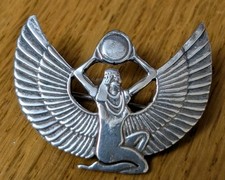 Antique Victorian Egyptian Revival Silver Isis Brooch Full Egyptian Hallmarks 