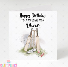 Cricket Birthday Card Personalised Male Boys Son Grandson Brother Nephew