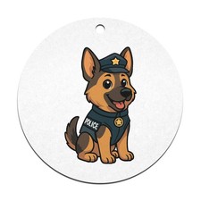 2 x 70mm 'German Shepherd Police Dog' Flat Christmas Baubles (CB00132464)