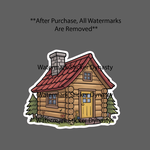 Small log cabin sticker - cabin,