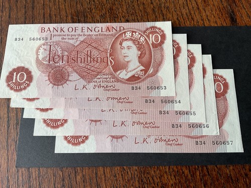 Ten shilling note brien x5 - shilling,