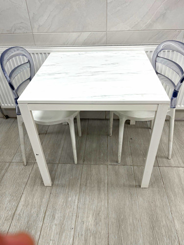 Square dining table - table, marble
