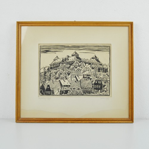 Woodcut city view - view,
