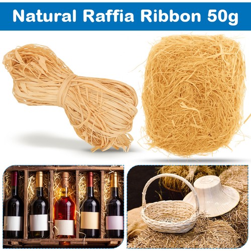 50g natural raffia - 50g, ribbon