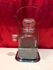 VINTAGE PRESSED GLASS PICKLE JAR & CHROME HOLDER 'CELTIC' ENGLAND NO FORK