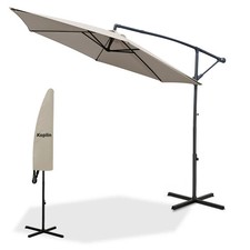 3M Cantilever Garden Parasol CREAM Outdoor Umbrella with Crank Handle & Cover