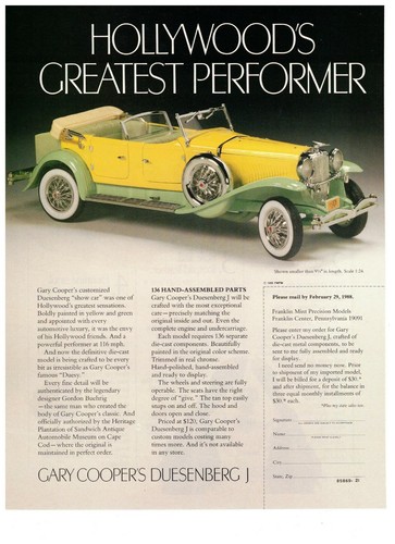 1989 franklin mint - 1989, duesenberg