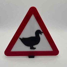 Duck Sign Caution, Small 3D Animal Warning Road Sign with Attachments