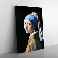 Girl With A Pearl Earring By Johannes Vermeer Canvas Wall Art Print Framed Decor