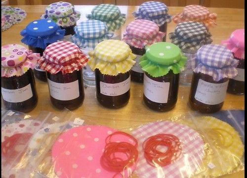 Large jam jar covers gingham - covers,
