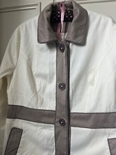 Boden ladies size 14 cream and taupe lined coat. 100%cotton.car coat length. 