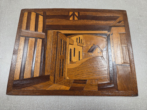 Vintage wooden marquetry - vintage,