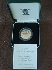 1995 ROYAL MINT SILVER PROOF WW2 DOVE OF PEACE TWO POUND COIN