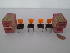 1/16 DOLLS HOUSE FURNITURE TRI-ANG SPOT-ON 4 LEISURE KITCHEN CHAIRS BLACK ORANGE