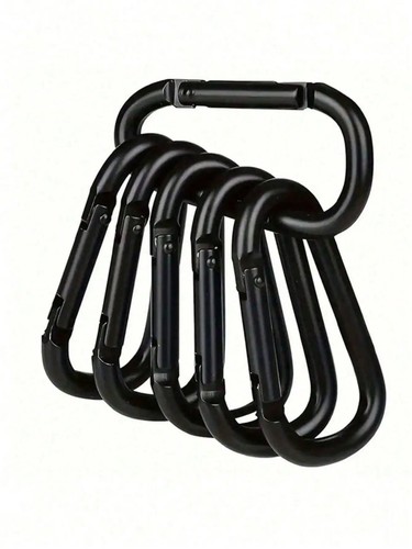 6pcs black shape carabiner - d-shape,