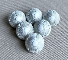 6 Unusual White & Gold Dome Abstract Flower Buttons, Shank, 12mm, Matching Set