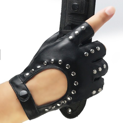 Men fingerless glove - fingerless, faux