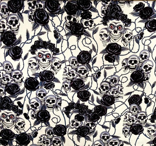 Skulls black roses 100 - black, 100%