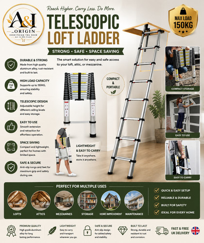 Telescopic ladder 8 5ft - 2.6m, 8.5ft