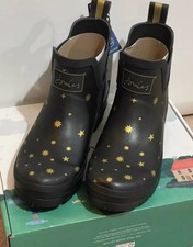 Joules Women  Wellibob  Ankle Wellies  -  Black Stars - Adult 7 