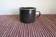 LOVELY SET OF 3 x BLACK ENAMEL TIN CAMPING MUGS