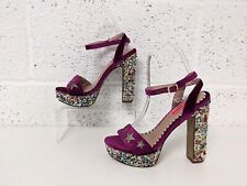 Betsey Johnson Kenna Platform Shoes Heels Velvet Embellished Star Party - UK 4.5
