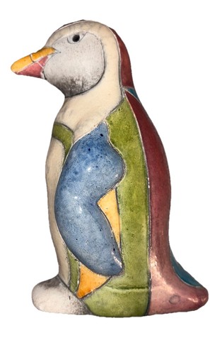 Vtg raku ceramic penguin - ceramic,