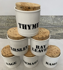 Set of 6 Kiln Craft Ceramic 1970s herb storage Pots Cork Lids (22/07)*