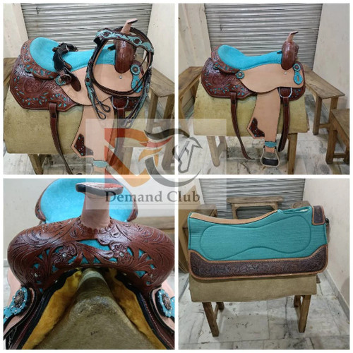 Western leather saddle barrel - leather,