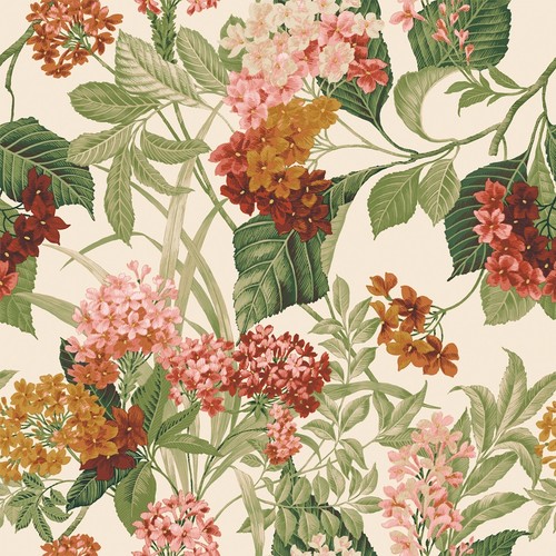 Cream floral wallpaper green - cream,