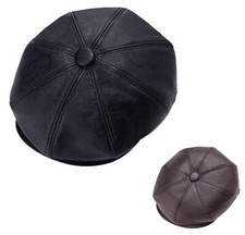 Men 8 Panels Leather PU Hat Cap Peaky Blinders Baker Boy Newsboy Brand New Style